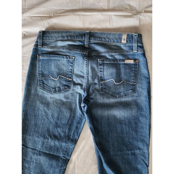 7 For All Mankind Women's Medium Wash Crop Roxanne Blue Denim Jeans Size 29 - Picture 5 of 13